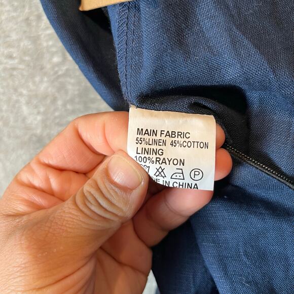 Lost In‎ Lunar Women's Navy Luca Linen Blend Pantsuit Size Medium New - Picture 6 of 8